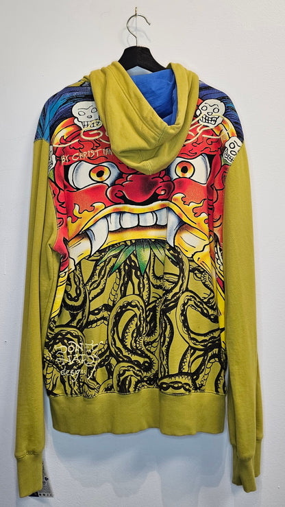 Y2k Ed hardy Christian Audigier bumblebee yellow AOP Graphic hoodie