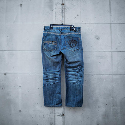 Bootleg Versace sport blue denim straight pants