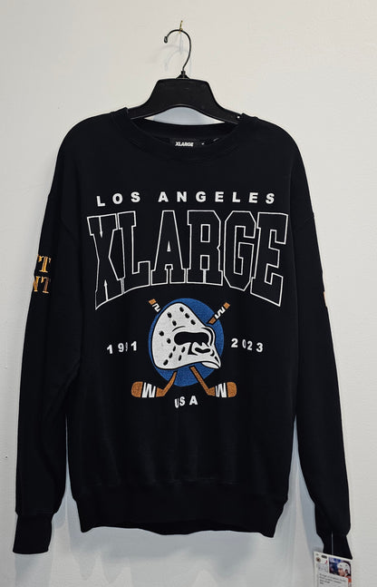 Xlarge LA Anaheim Ducks black graphic crewneck longsleeve