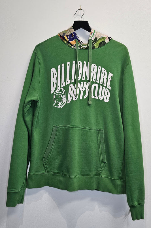 Billionaire Boys Club astronaut helmet contrast patchwork patterned graphic green hoodie