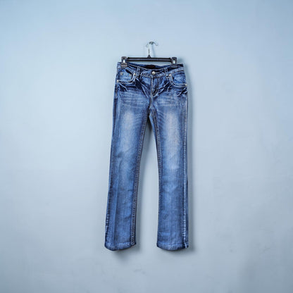 Womens Y2k Suko jeans blue acid wash low rise bootcut denim pants