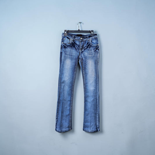 Womens Y2k Suko jeans blue acid wash low rise bootcut denim pants