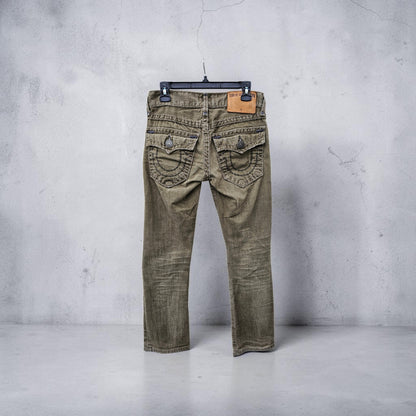 Y2k True religion ricky relaxed straight olive green denim pants