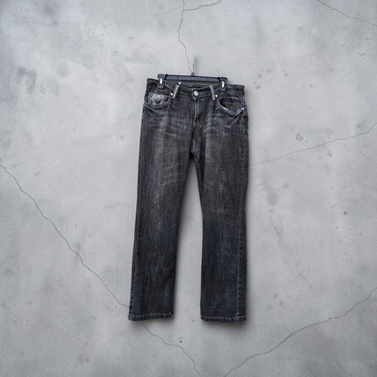 Womens Y2k Suko jeans dark grey acid wash straight denim pants