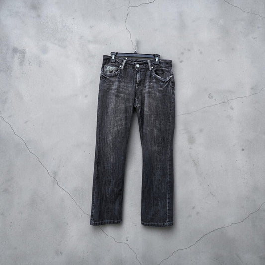 Womens Y2k Suko jeans dark grey acid wash straight denim pants