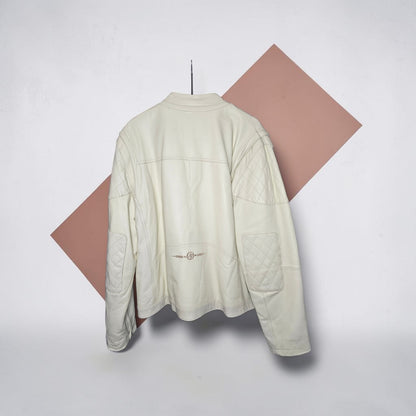 Y2K GIII Sean John leather cream motorcycle jacket