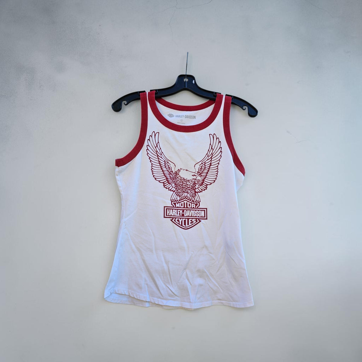 Womens harley davidson retro eagle red white tank top