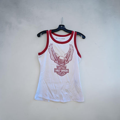 Womens harley davidson retro eagle red white tank top