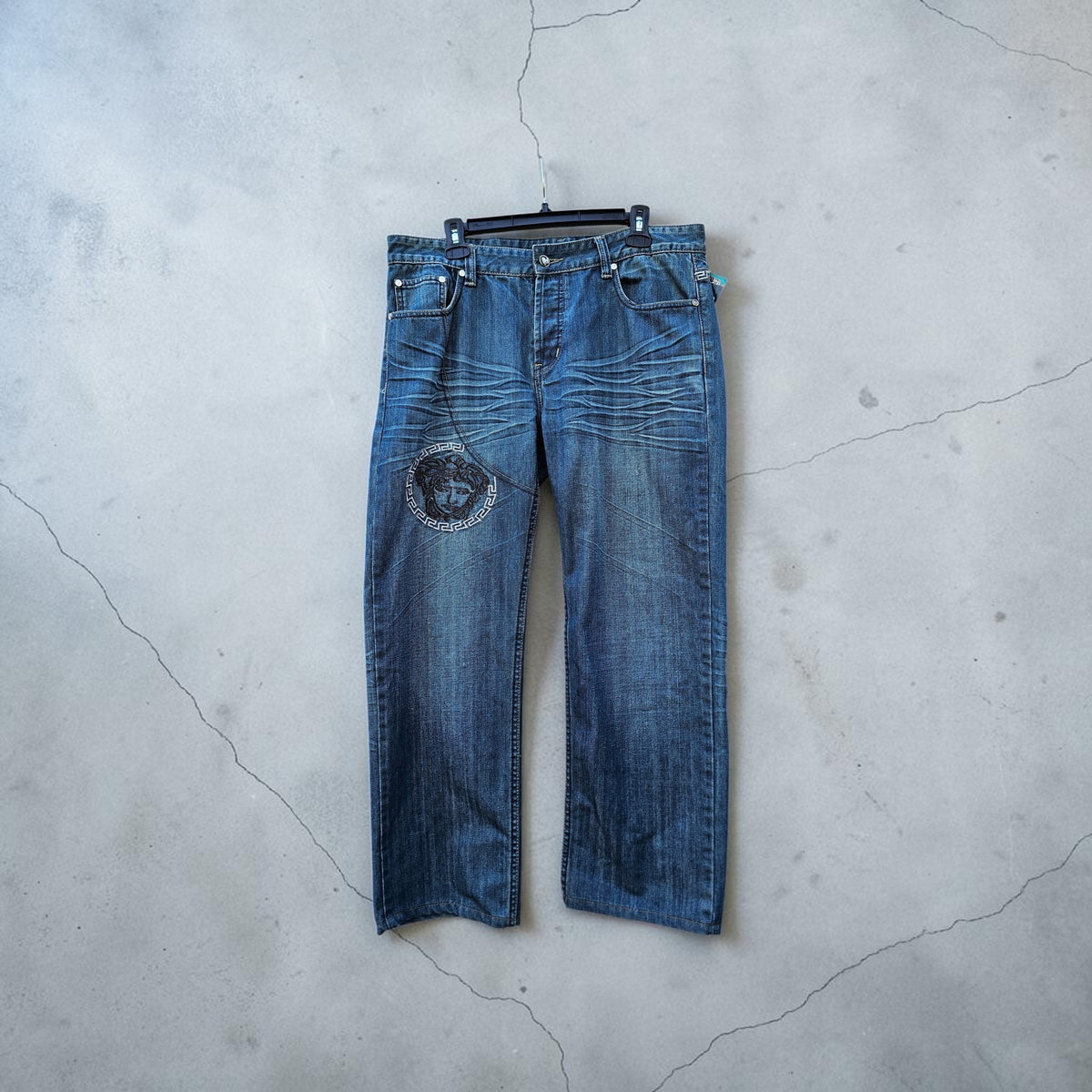 Bootleg Versace sport blue denim straight pants