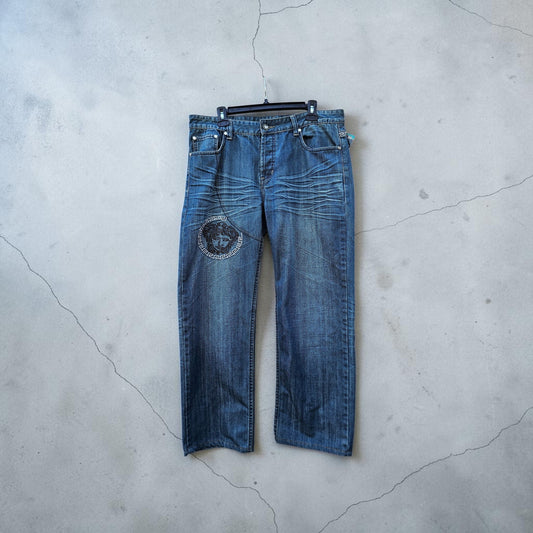 Bootleg Versace sport blue denim straight pants