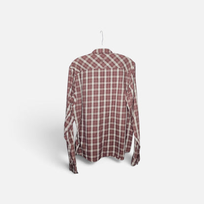 Arcteryx mens maroon white plaid longsleeve button up shirt
