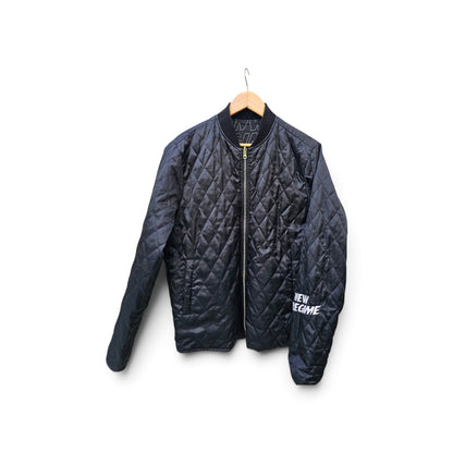 Atelier new regime AOP Script black lightweight reversible bomber jacket