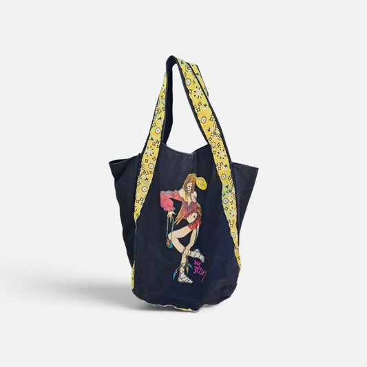 Betsey Johnson black cloth hobo tote bag