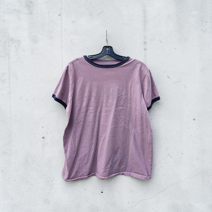 Womens Patagonia text logo mauve ringer tshirt