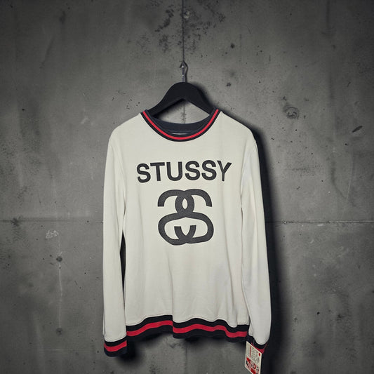 Y2K Stussy SSlink graphic white crewneck